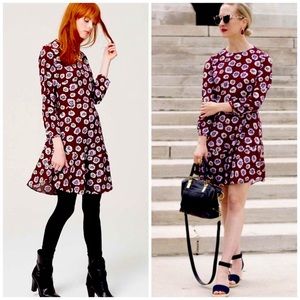 Loft Burgundy Floral Dress